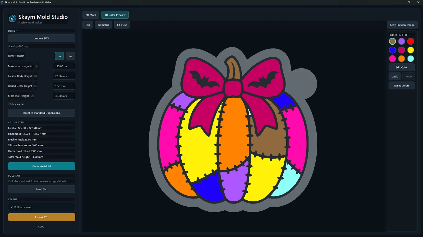 Top 3D color preview
