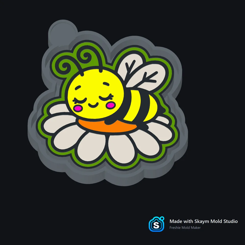 Bee and flower mold preview created with Freshie Mold Maker