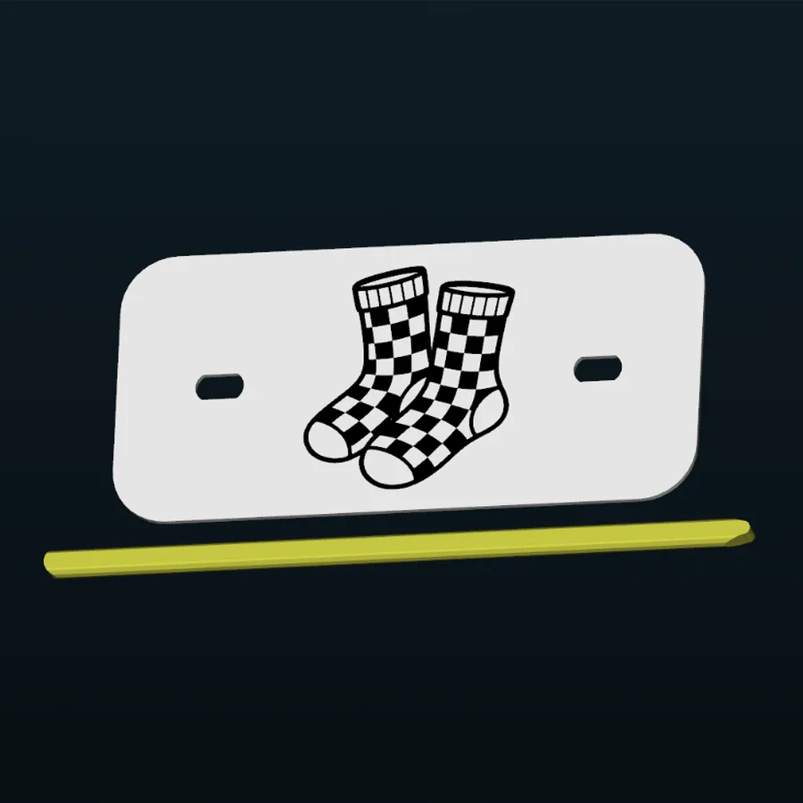 Checkerboard socks soft rectangle hair slide preview created with Hair Slide Maker
