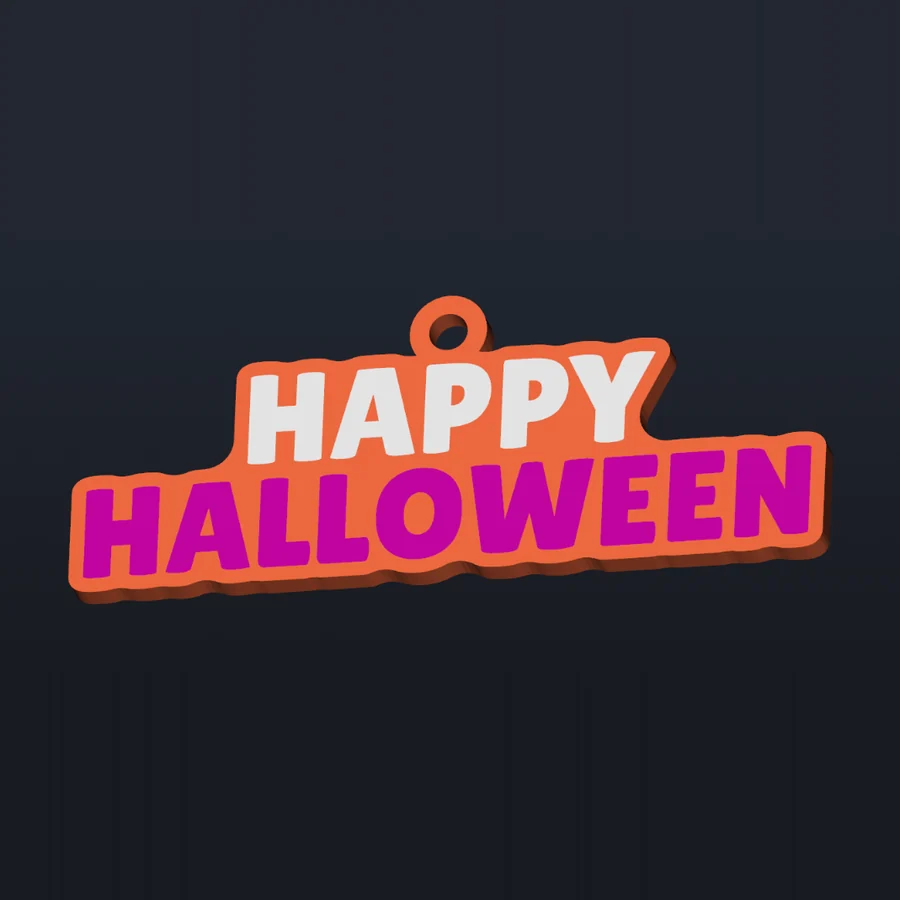 Happy Halloween keychain model created with Sign & Keychain Maker