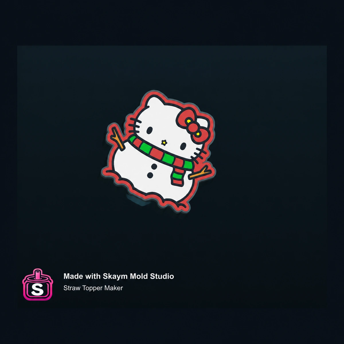 Winter cat snowman straw topper preview created with Straw Topper Maker