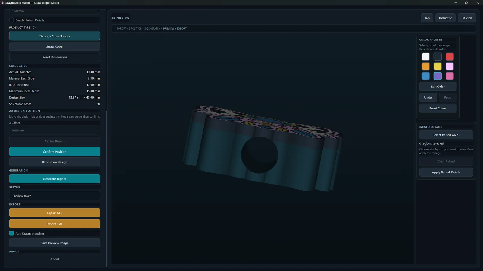 Through Straw Topper shown from an isometric angle